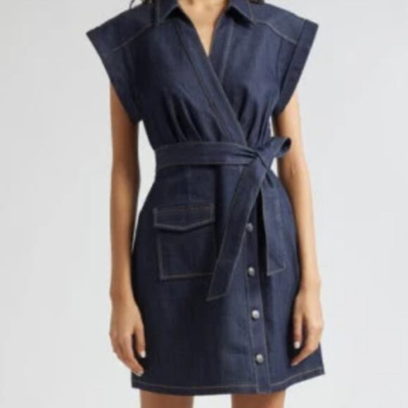 cinq a sept Dresses & Skirts - Cinq a Sept Tena Belted Denim Shirtdress in Indigo - Size 8